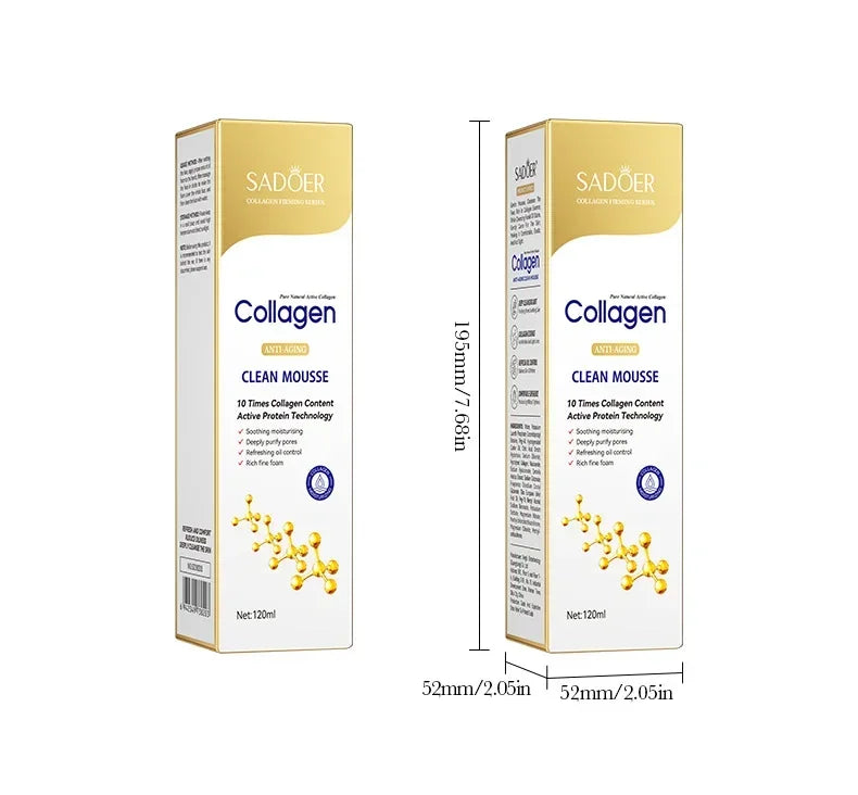 SADOER Collagen Facial Cleanser Mousse Deep Cleansing Skincare Moisturizing Firming Face Wash Foam Cleanser Skin Care Products