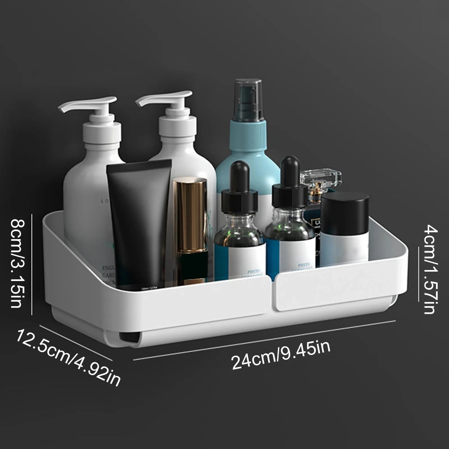 Bathroom Kitchen Wall Shelf - No-Drill Makeup Shampoo Organizer