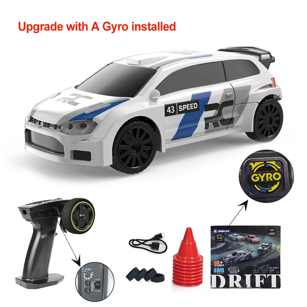 Upgraded 143 RC Drifting Car - High Speed 4WD Radio Control Mini Vehicle
