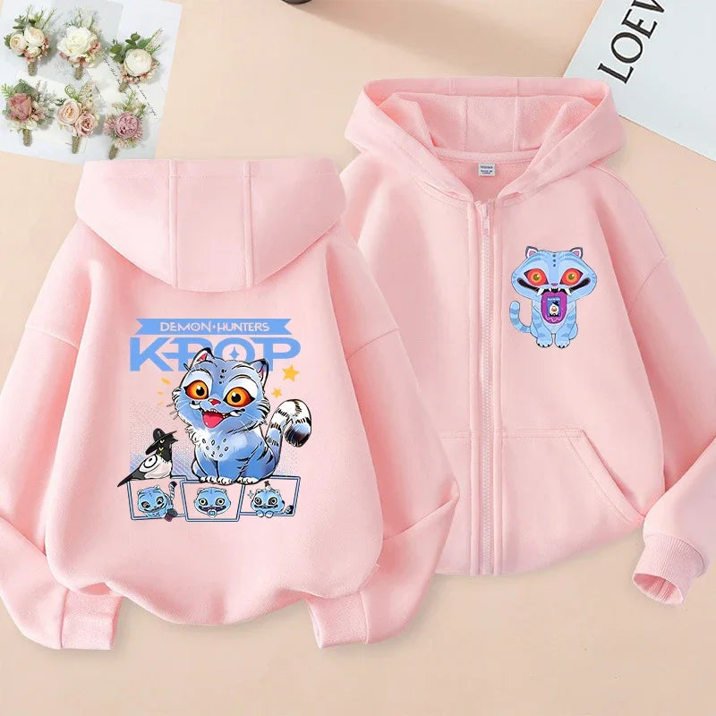 Kids Tiger Hoodie - Kpop Demon Hunters Zip Up Sweatshirt for Boys and Girls - ZOOMNSTORE