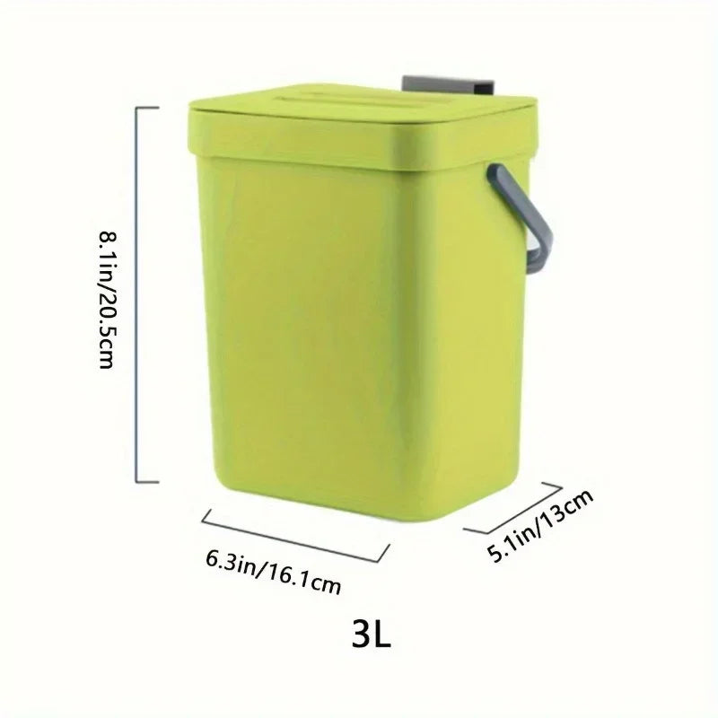 Hanging Small Trash Can with Lid - Under-Sink Food Waste Bin for Kitchen and Bathroom