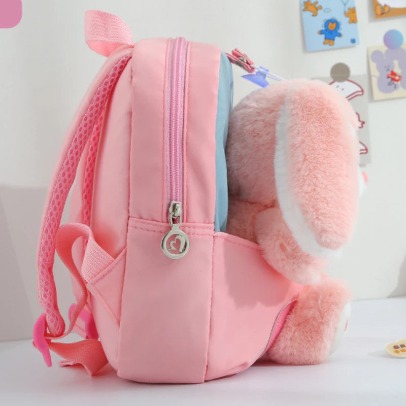 Plush 3D Rabbit Backpack - Cute Cartoon School Bag for Kids - ZOOMNSTORE