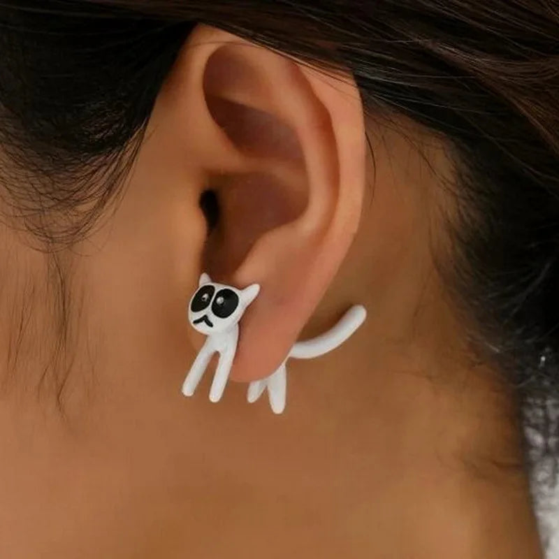 Cute Animal Stud Earrings - Cartoon Cat Bear Shark Dinosaur Jewelry for Women