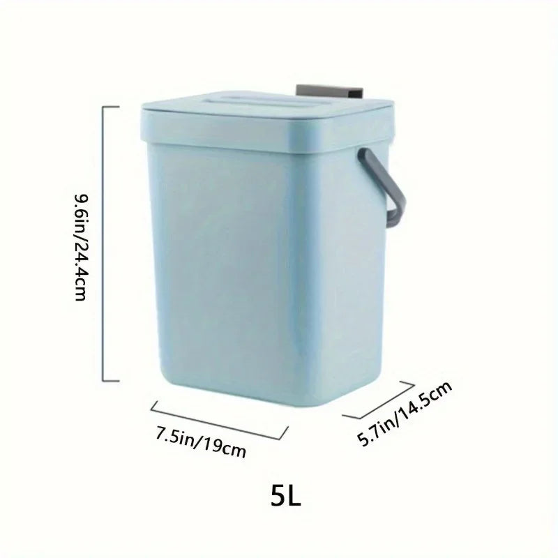 Hanging Small Trash Can with Lid - Under-Sink Food Waste Bin for Kitchen and Bathroom