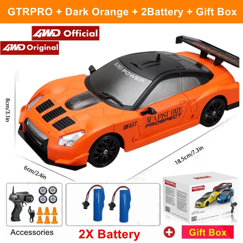 RC Drift Car 4WD - LED Remote Control Racing Vehicle for Kids Adults - ZOOMNSTORE