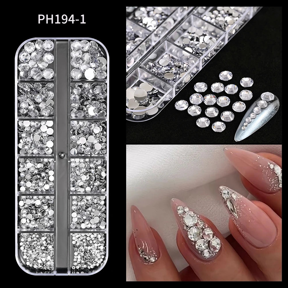 Ocean Gold Nail Art Charms - 3D Shell Seahorse Starfish Pearl Gems Studs