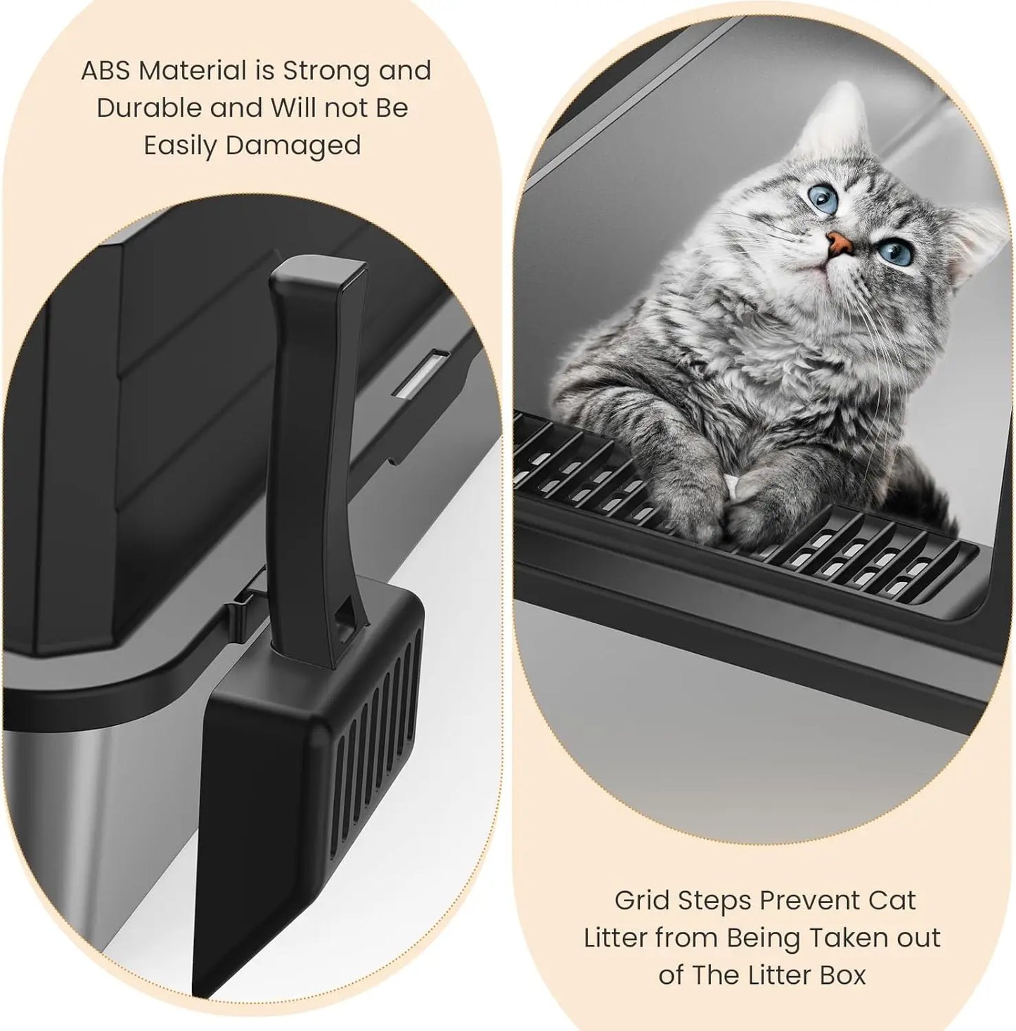 XXXL Stainless Steel Litter Box - Extra Large Metal Cat Litter Box for Big Multiple Cats with High Sides - ZOOMNSTORE