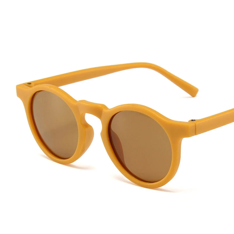 Vintage Frosted Round Sunglasses - UV400 Sun Protection for Kids