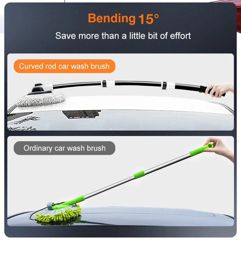 15 Bend Car Cleaning Brush - Telescoping Chenille Wash Mop