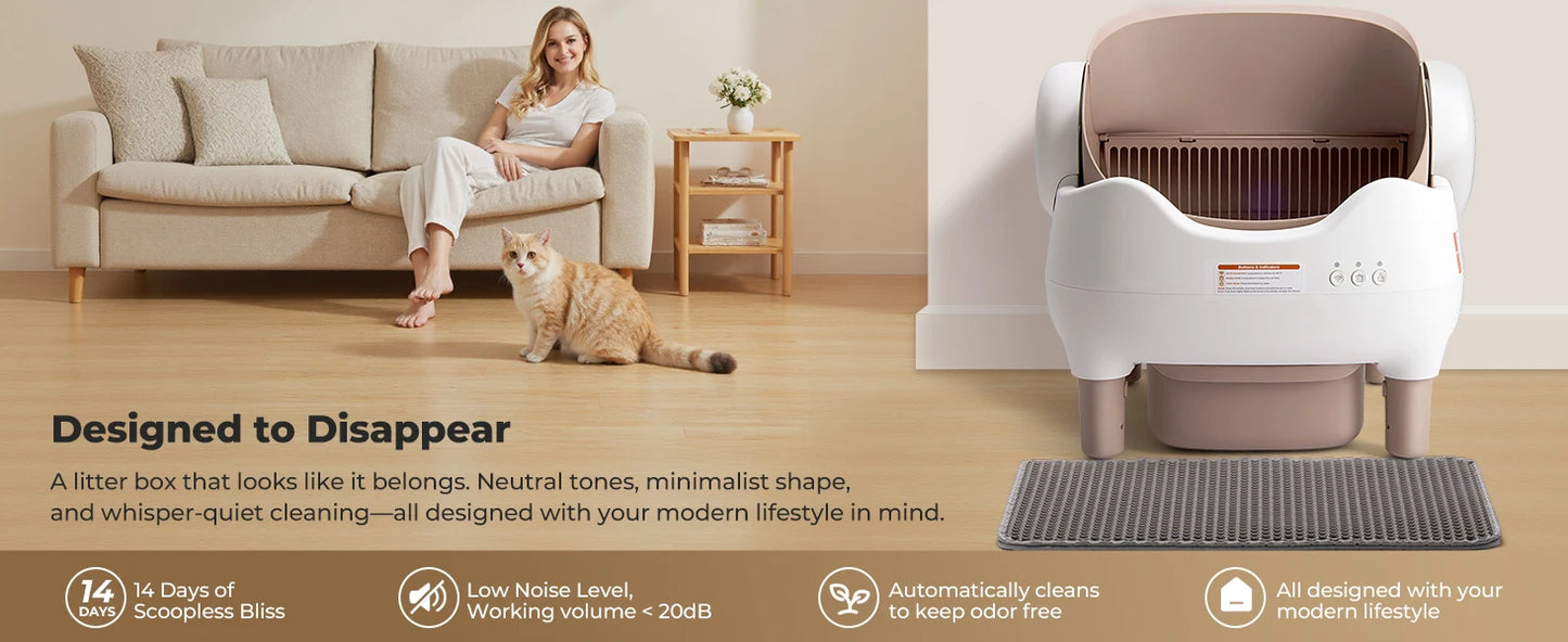 Automatic Self-Cleaning Litter Box - App-Controlled Odor-Free Multi-Cat Open-Top Design - ZOOMNSTORE