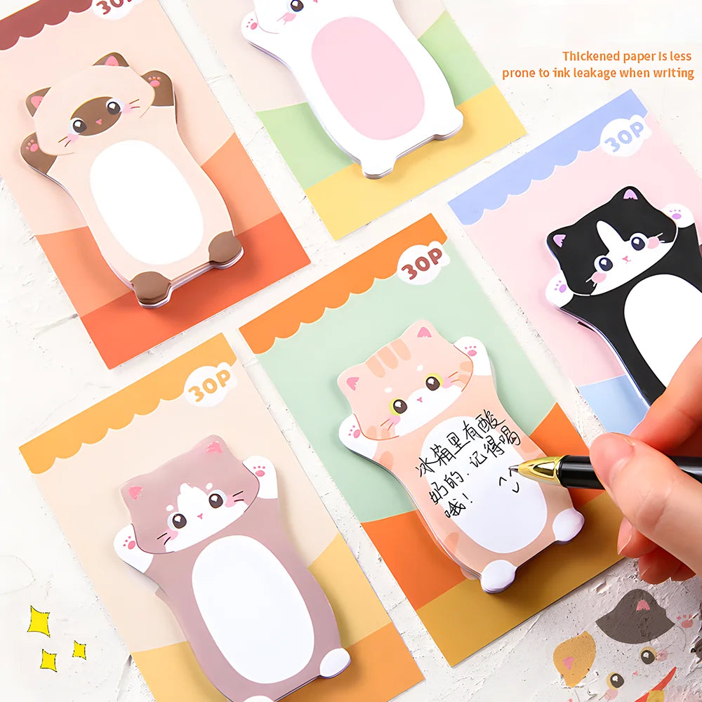 Aesthetic Cat Sticky Notes - Cute Kawaii Memo Pad for Daily Planning