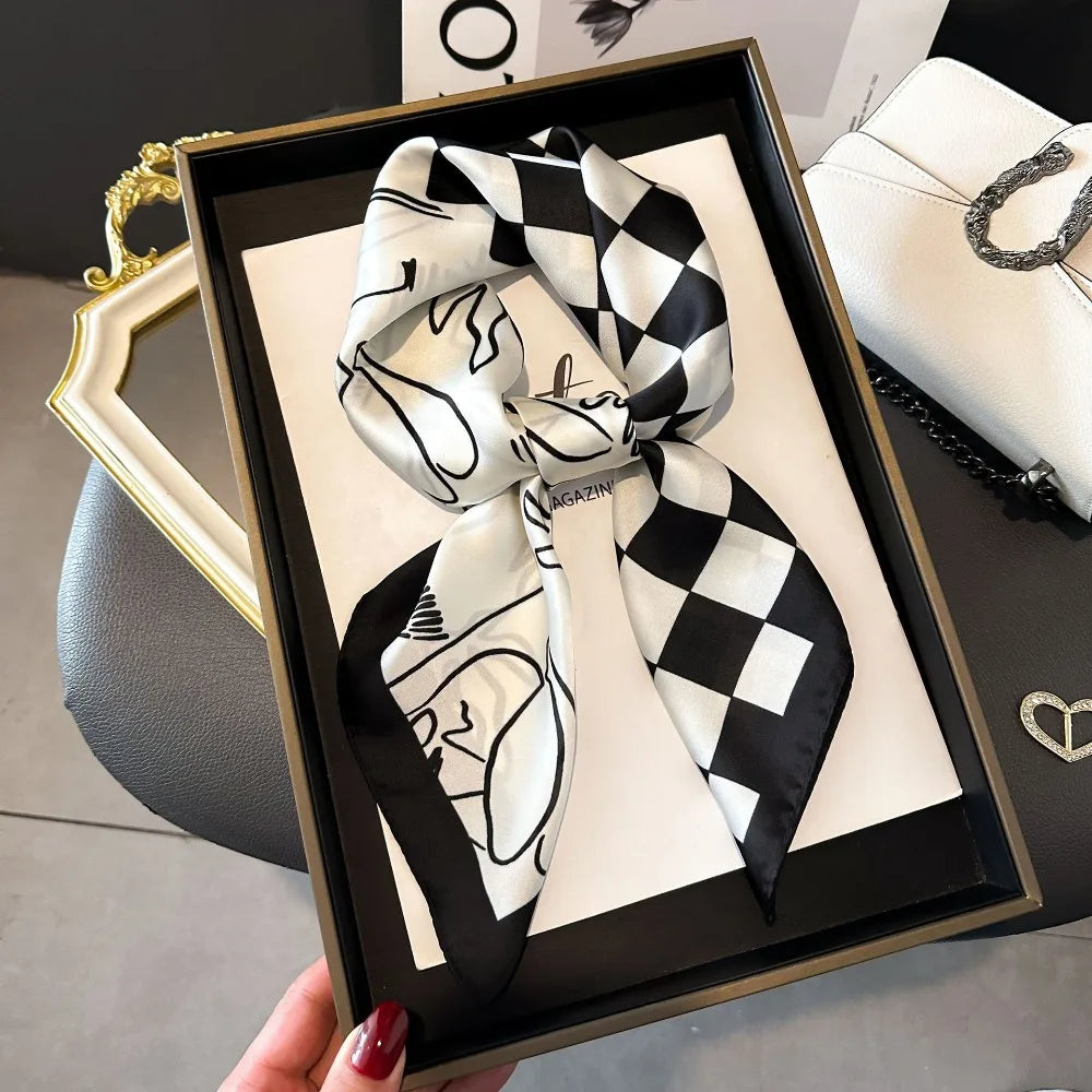 Luxury Silk Square Scarf - Womens Satin Neckerchief Hair Wrap 2023
