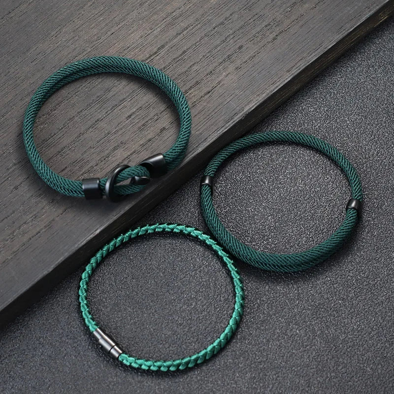 New 3Pcs Men Bracelet Set Lucky Red Keel Rope Braslet Surfer Nautical Fabric Braclet Leisure Accessories Gift For Him Jewelry