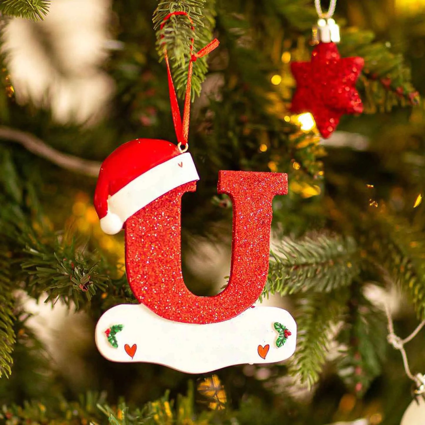 Acrylic Christmas Letter Pendant - DIY Holiday Tree Decoration 26 Letters Ornament