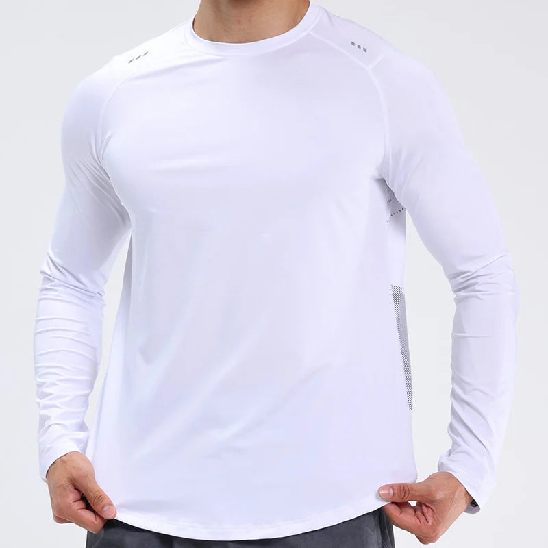 Men Compression Shirt - Long Sleeve Running Gym Top With Moisture Wicking Fabric
