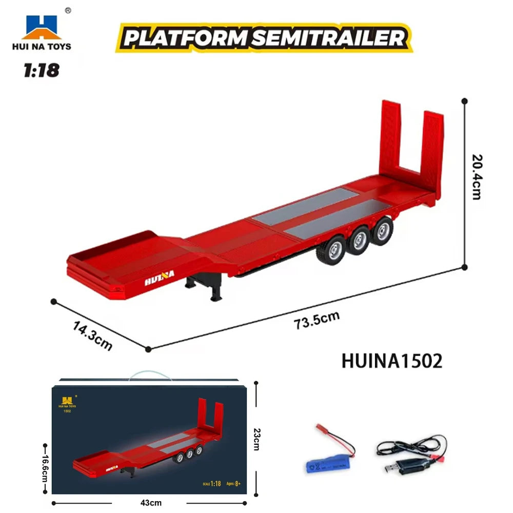 HUINA 1501 770S RC Tractor Truck - 118 Scale Alloy Engineering Vehicle with Lights and Sounds - ZOOMNSTORE