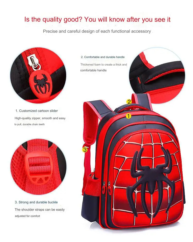 3D Kids Backpack - Durable Spider King Design - ZOOMNSTORE