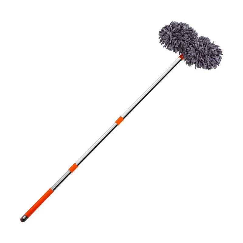 Telescopic Car Cleaning Mop - Chenille Double Brush Head for Roof Window