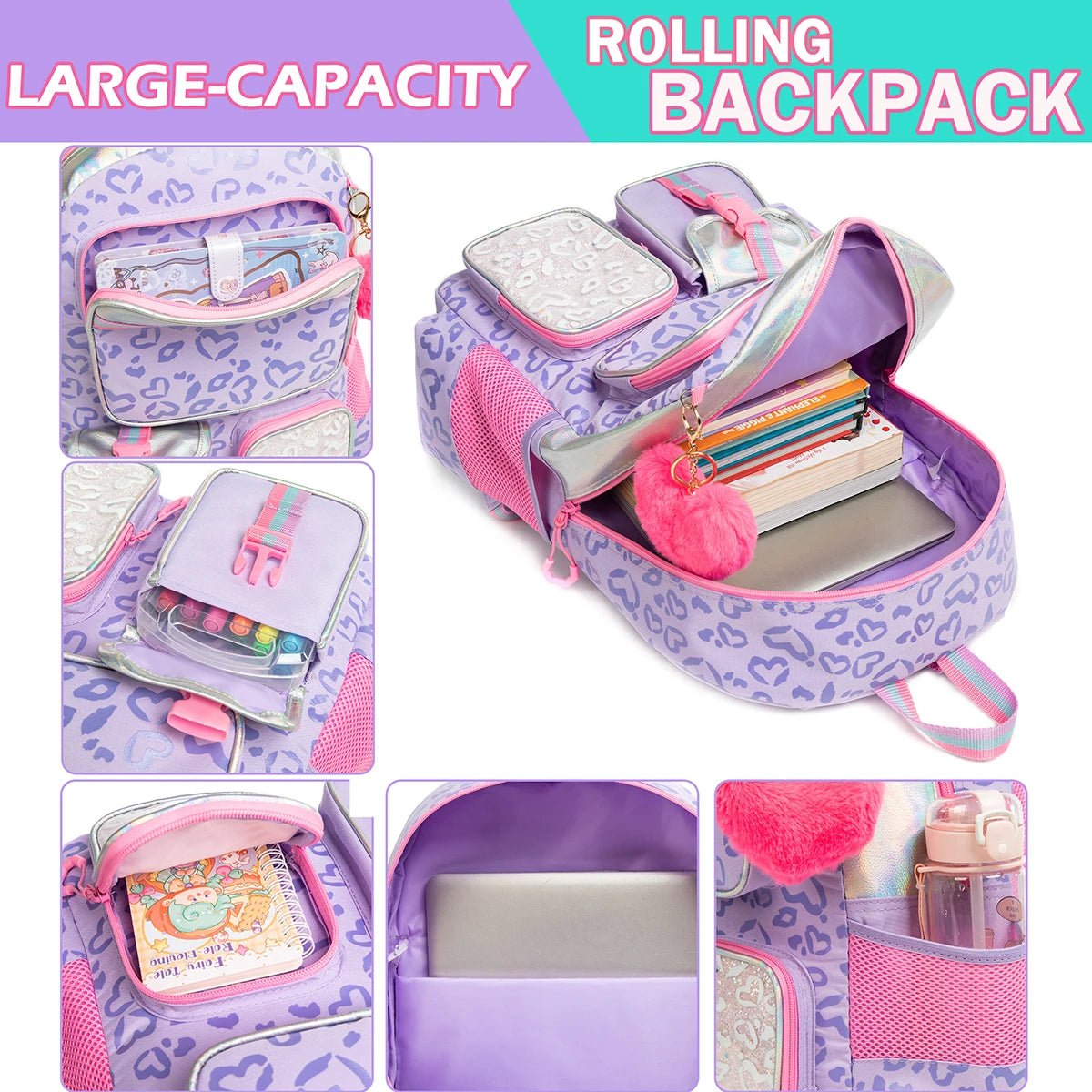 Aesthetic Girls Backpack with Lunchbox Penbag - Elementary School Bookbag - ZOOMNSTORE