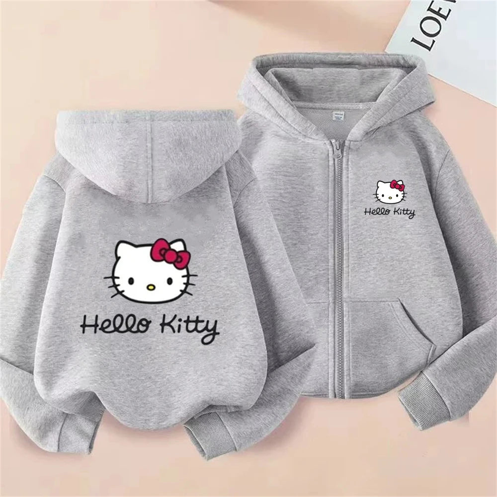 Hello Kitty Kids Hoodie - Pink Zipper Cardigan Sweatshirt for Ages 3-12 - ZOOMNSTORE