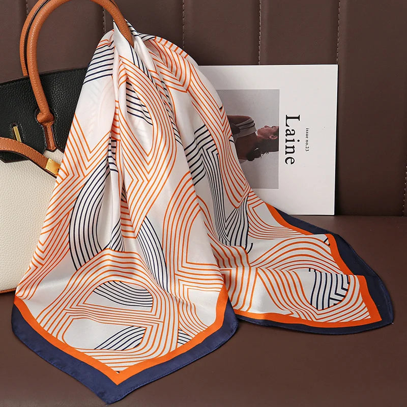 Luxury Silk Square Scarf - 70cm Satin Neck Tie Hair Bandana for Women
