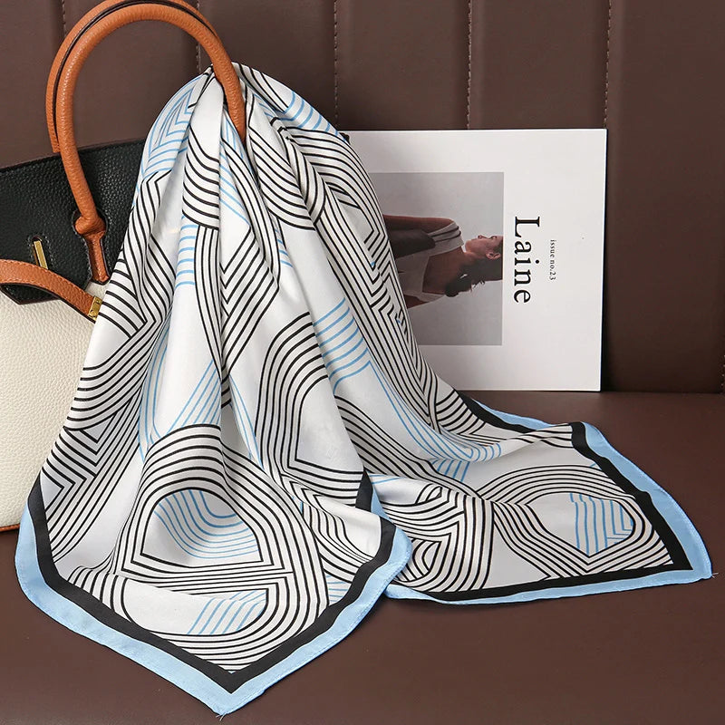 Luxury Silk Square Scarf - 70cm Satin Neck Tie Hair Bandana for Women