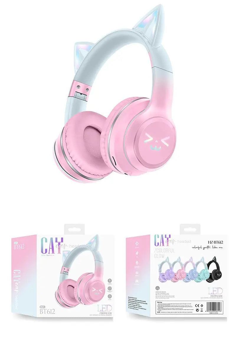 Wireless Cat Ear Headphones – Kids Gaming Headset With Microphone & RGB Lights