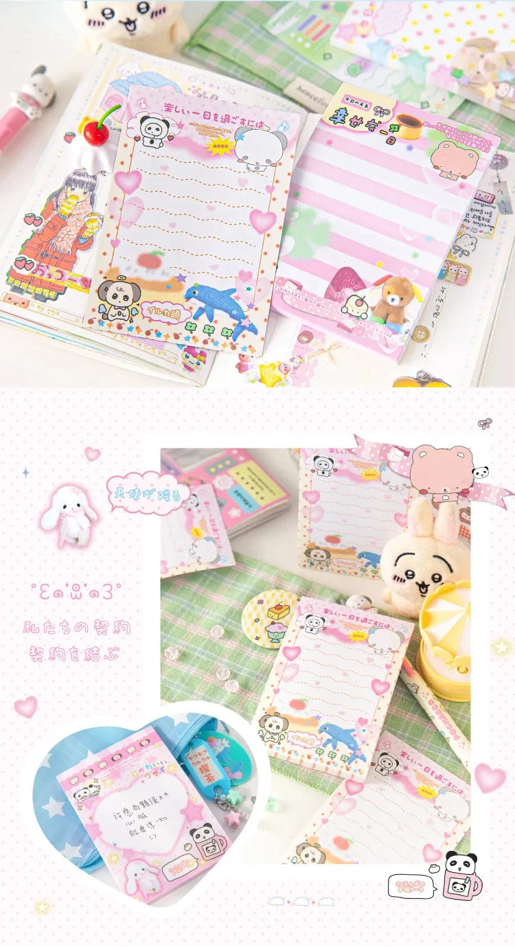 Cute Japanese Memo Pads - 50 Sheets Old-Fashioned Message Paper for DIY Journals