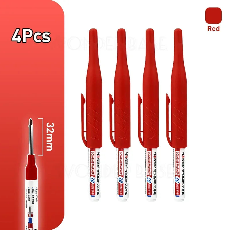 Waterproof Multi-Purpose 32mm Deep Hole Marker Pens - 1-8 Pcs in 4 Colors for Wood Tile Metal Bathroom Use