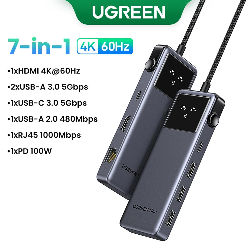 UGREEN USB C HUB – 6-in-1 USB Docking Station | 4K60Hz HDMI Adapter, PD100W Charging, USB3.2 Gen2 Ports