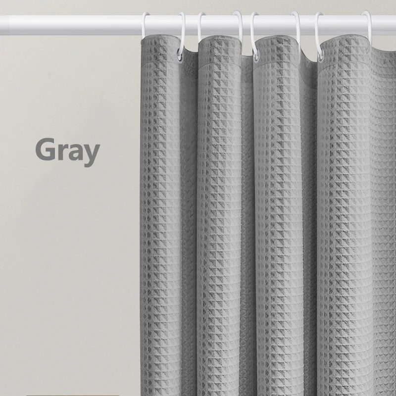 Waterproof Thickened Waffle Shower Curtain - Mildew Resistant Solid Color Bathroom Decor - ZOOMNSTORE