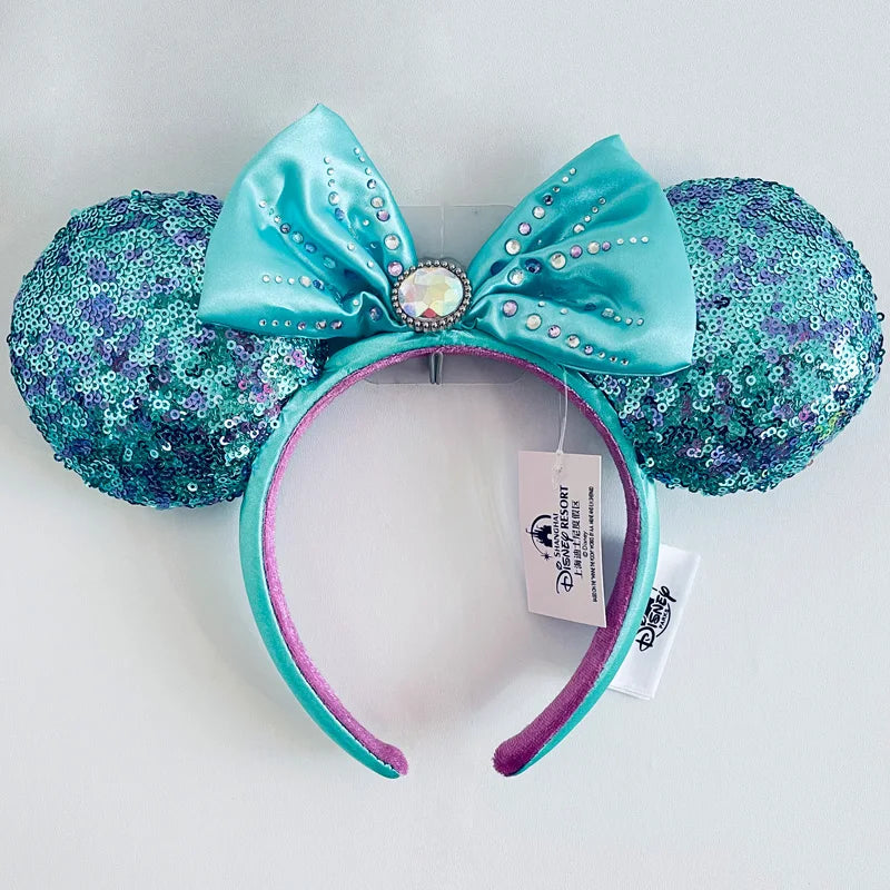 Disney Princess Headband - Mickey Ear Hair Hoop with Sequin Bow