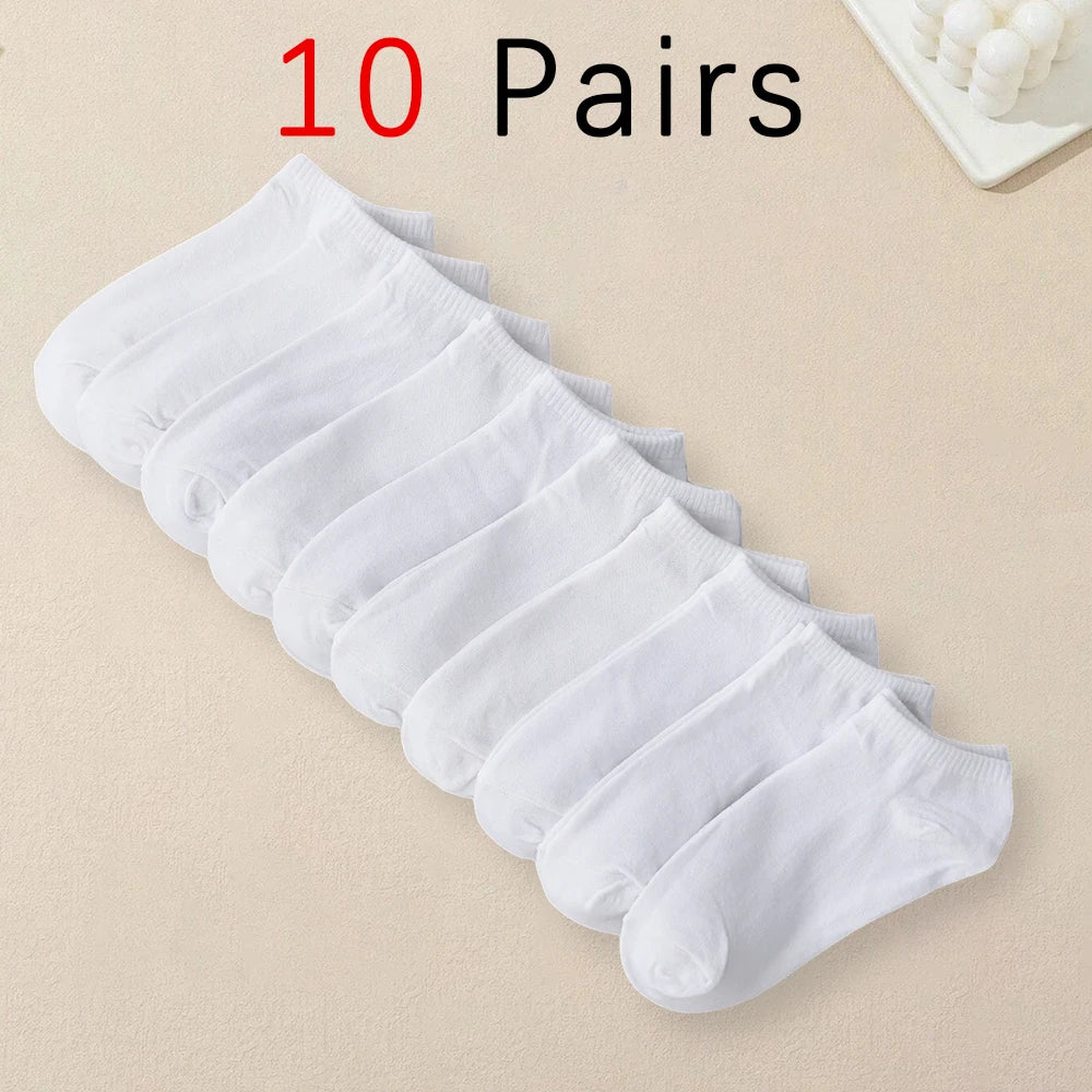 5/10 Pairs Men's Boat Socks Business Sport Sweat Absorption Mature Summer Autumn Solid Color Non Pilling Versatile Ankle Socks