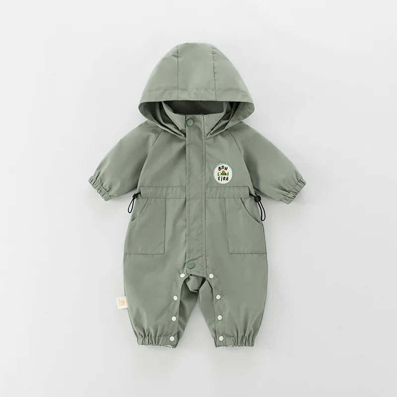 Baby Romper Jacket - Unisex Infant Jumpsuit With Hooded Zipper Closure