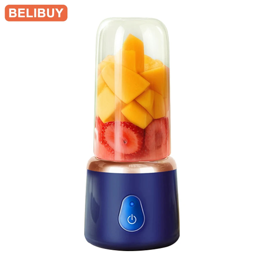 Portable USB Fruit Juicer Blender - Multifunctional Mini Juice Mixer with 6 Blades