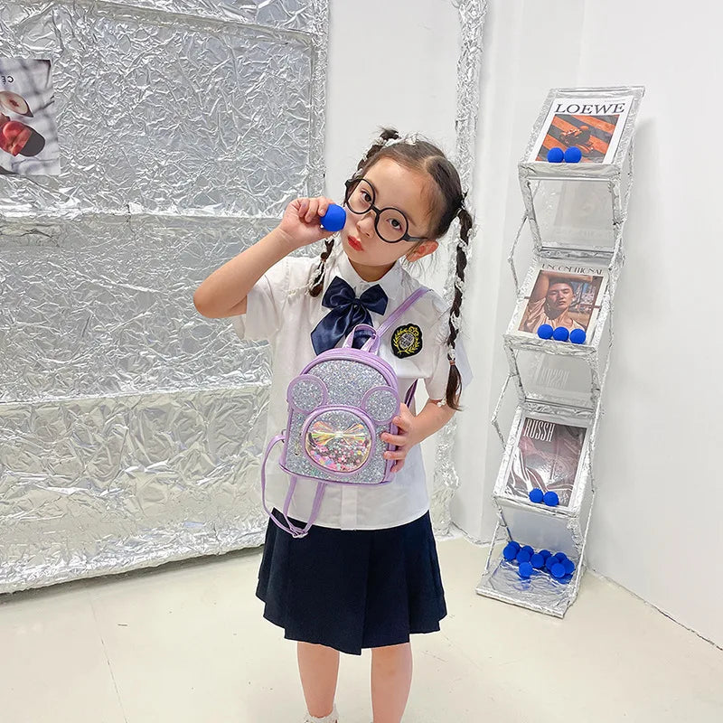 Cute Sequin Backpack for Girls - Cartoon Princess Kindergarten Schoolbag - ZOOMNSTORE