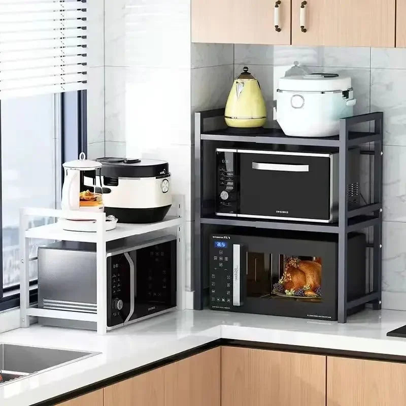 Expandable Microwave Oven Shelf - Kitchen Storage Rack for Countertop Organization - ZOOMNSTORE