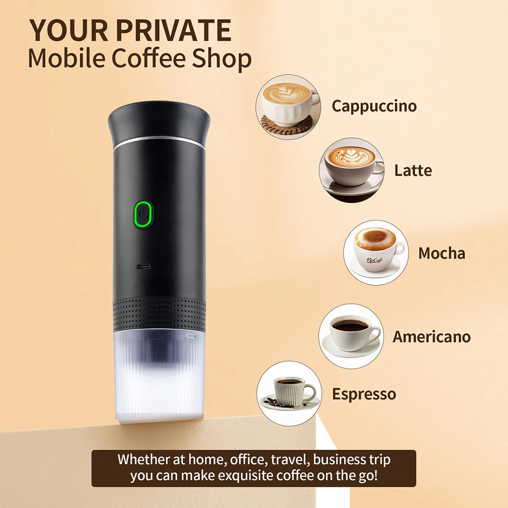 Portable Wireless Espresso Coffee Maker - 3-in-1 Travel Car Home Camping - ZOOMNSTORE
