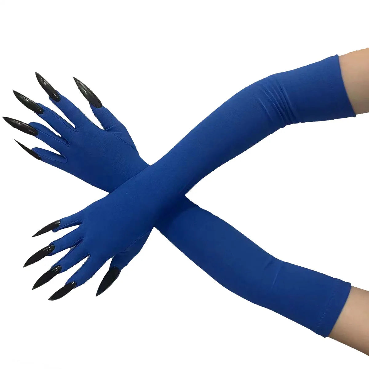 Halloween Ghost Claw Gloves - Cosplay Dress Up with Black Long Nails