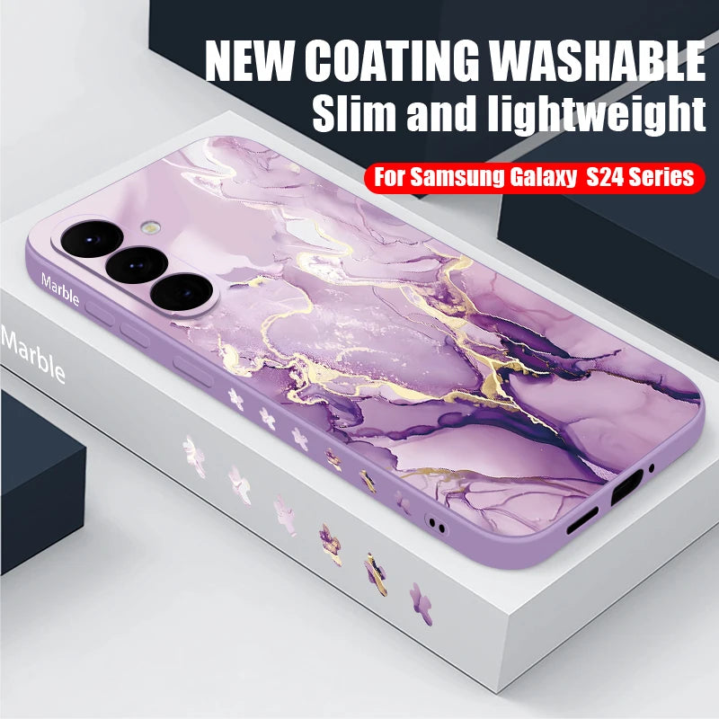 Colorful Marble Case for Samsung Galaxy S24 S23 S22 S21 S20 FE A Series - Lanyard Cover - ZOOMNSTORE