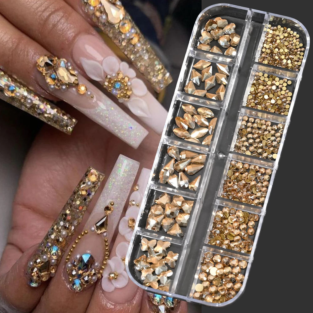 Mini Caviar Beads Nail Art Set - GoldSilver Micro Ball Charms with Magnetic Pen