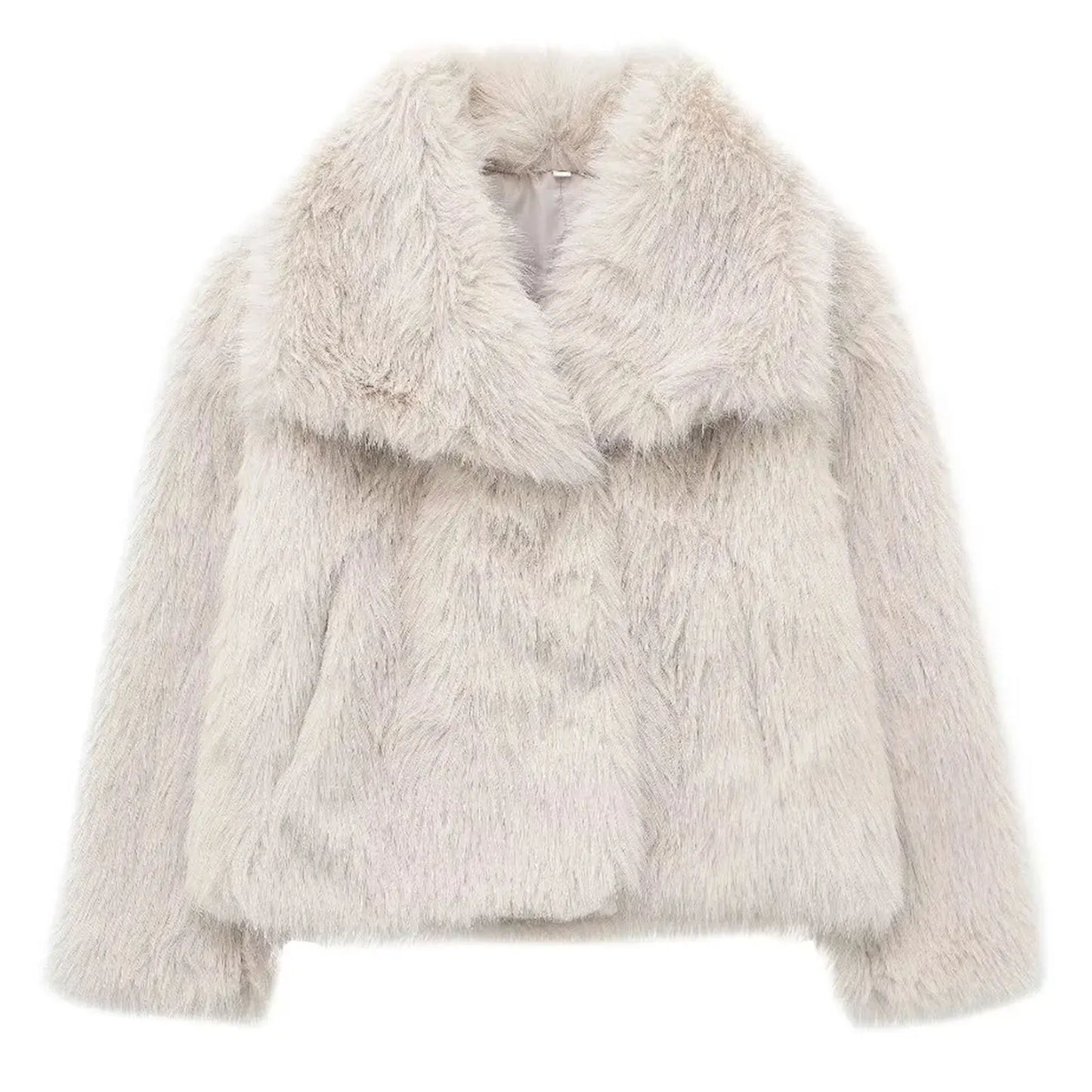 Faux Fur Coat Women’s Winter Jacket – Warm Fluffy Loose Lapel Outerwear