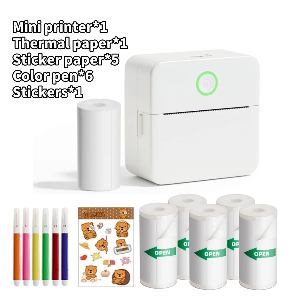 X6 Mini Printer Sticker Paper Error Printing Machine HD Photo Printer Label Maker for Journal Notes Memo Kids Toys Birthday Gift