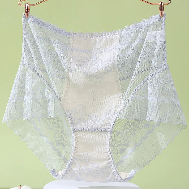 Plus size Luxury High Waist Panties Women Summer Sexy Hollow Underwear Cotton crotch Breathable Briefs Lingerie Lace Underpants