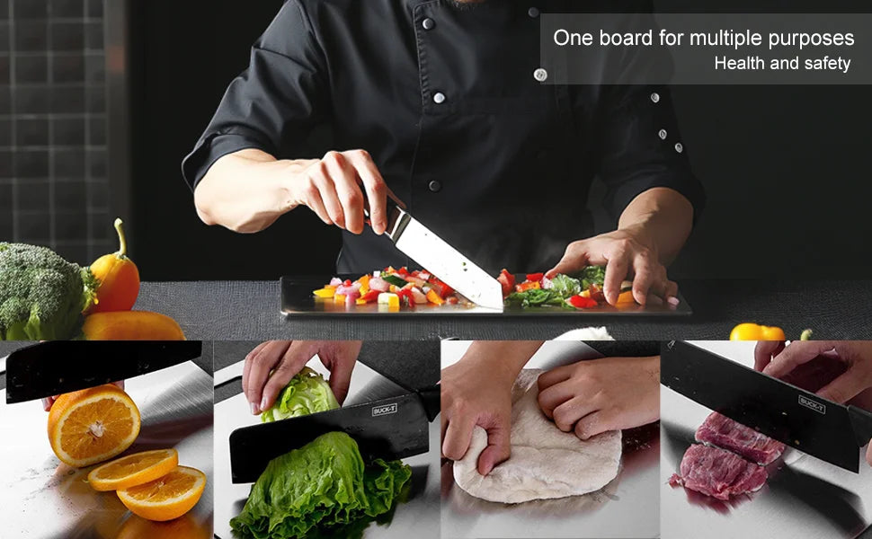 Titanium Cutting Board - Double-Sided Stainless Steel Chopping Board for Meat Fruit - ZOOMNSTORE