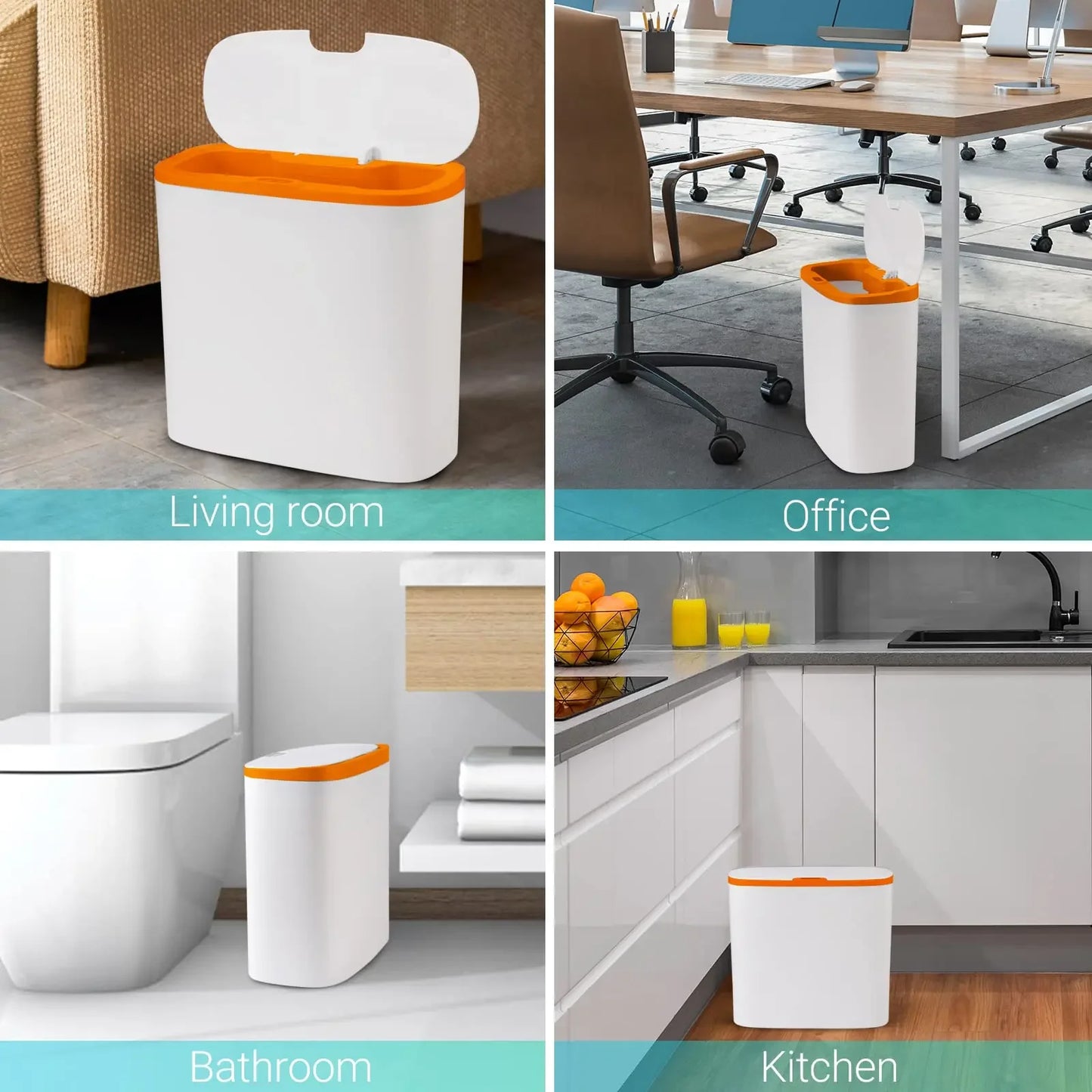 Touchless Motion Sensor Trash Can - Automatic Waterproof Slim Garbage Bin for Bathroom and Kitchen