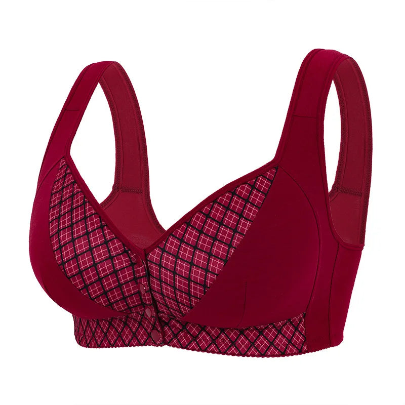 CINOON Women Plus Size Front Closure Wireless Bra Printed Wide Straps Lift Gather Full Coverage Everyday Breathable Soft Intimat