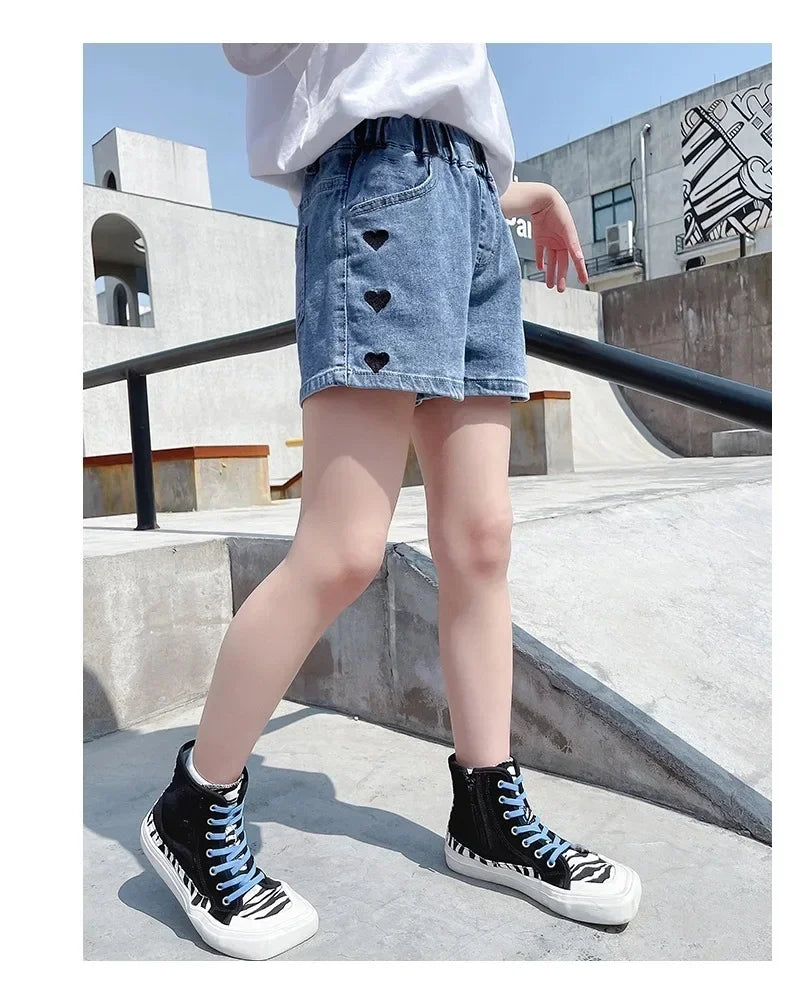 Girls Embroidered Denim Shorts - Summer Fashion 3-10Y