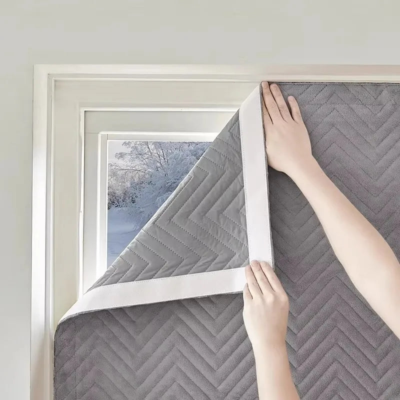 Velcro Curtain Nordic Style Thickened Cotton Thermal Insulated Window Drapes - Living Room Bedroom Balcony
