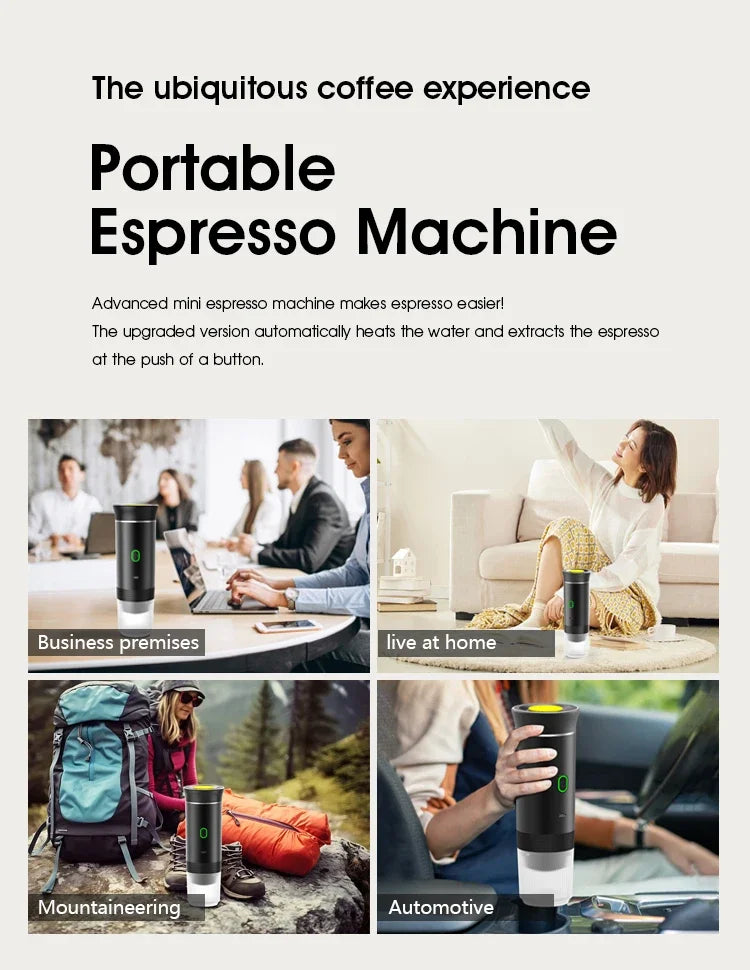 Portable Wireless Espresso Coffee Maker - 3-in-1 Travel Machine for Car Camping - ZOOMNSTORE